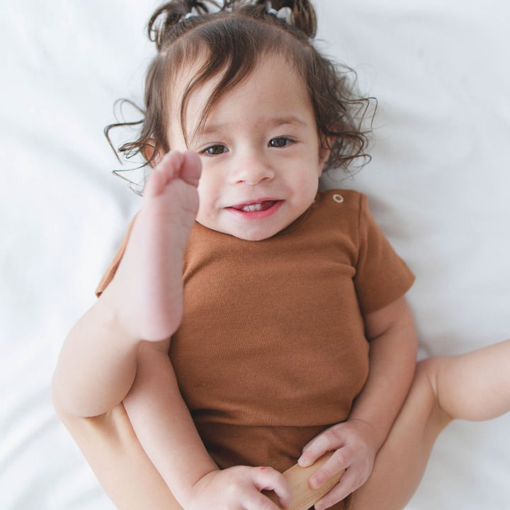 Baby Bodysuit - Short Sleeves in Earth Brown - Sunday Hug