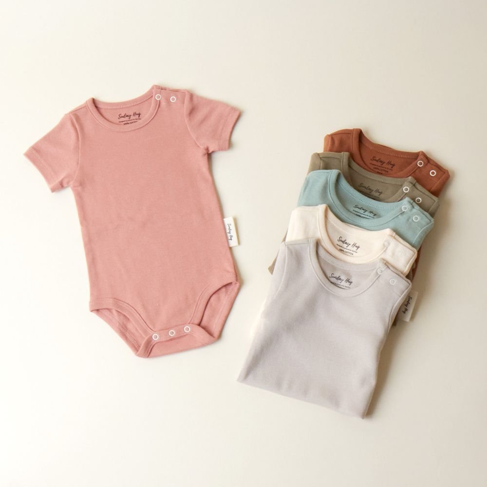 Baby Bodysuit - Short Sleeves in Earth Brown - Sunday Hug