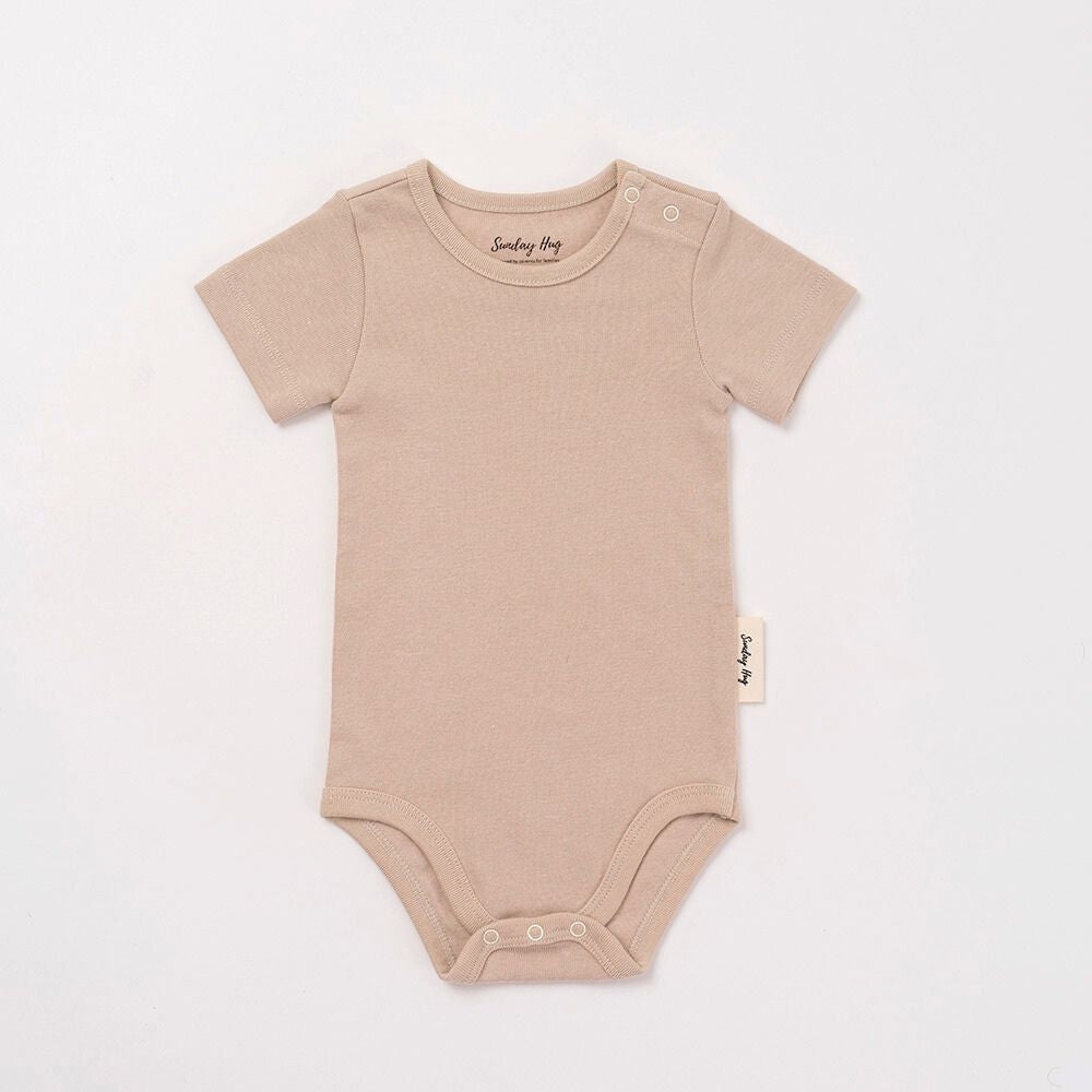 Baby Bodysuit - Short Sleeves in Earth Brown - Sunday Hug