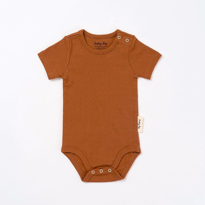 Baby Bodysuit - Short Sleeves in Earth Brown - Sunday Hug