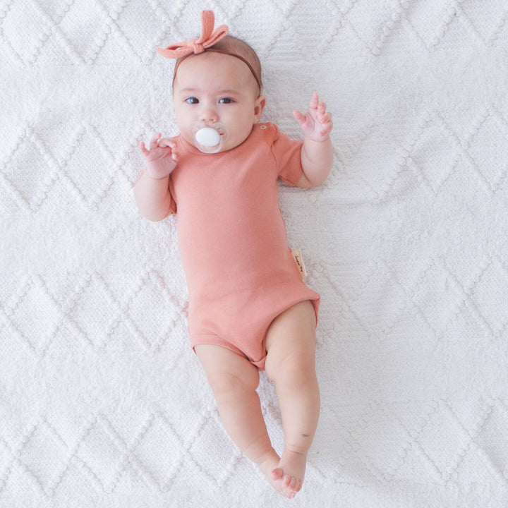 Baby Bodysuit - Short Sleeves in Light Coral - Sunday Hug