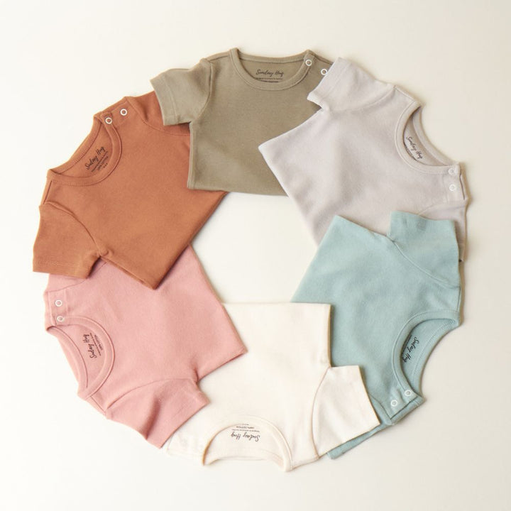 Baby Bodysuit - Short Sleeves in Oat Beige - Sunday Hug