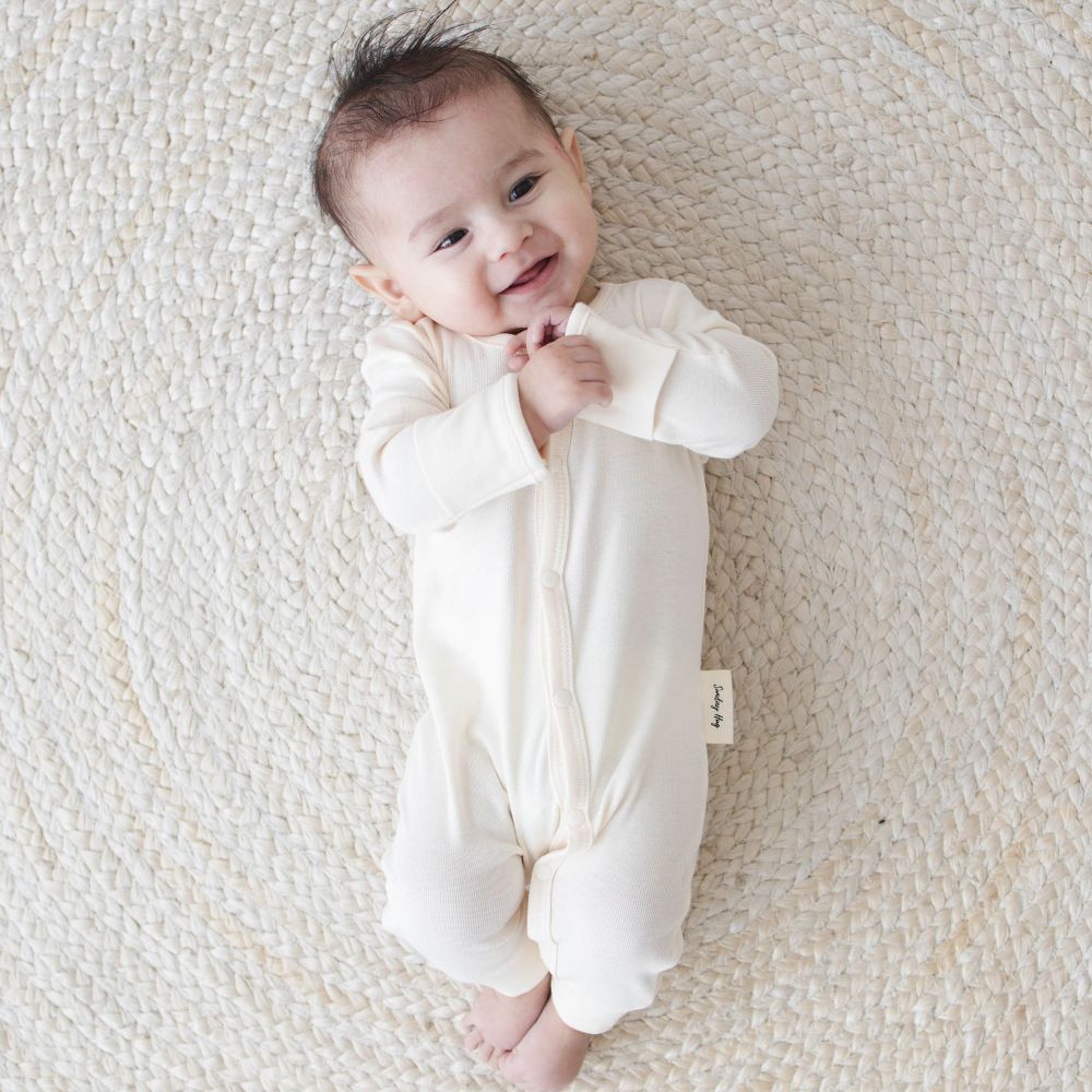 Baby Romper - Long Sleeves in Oat Beige - Sunday Hug