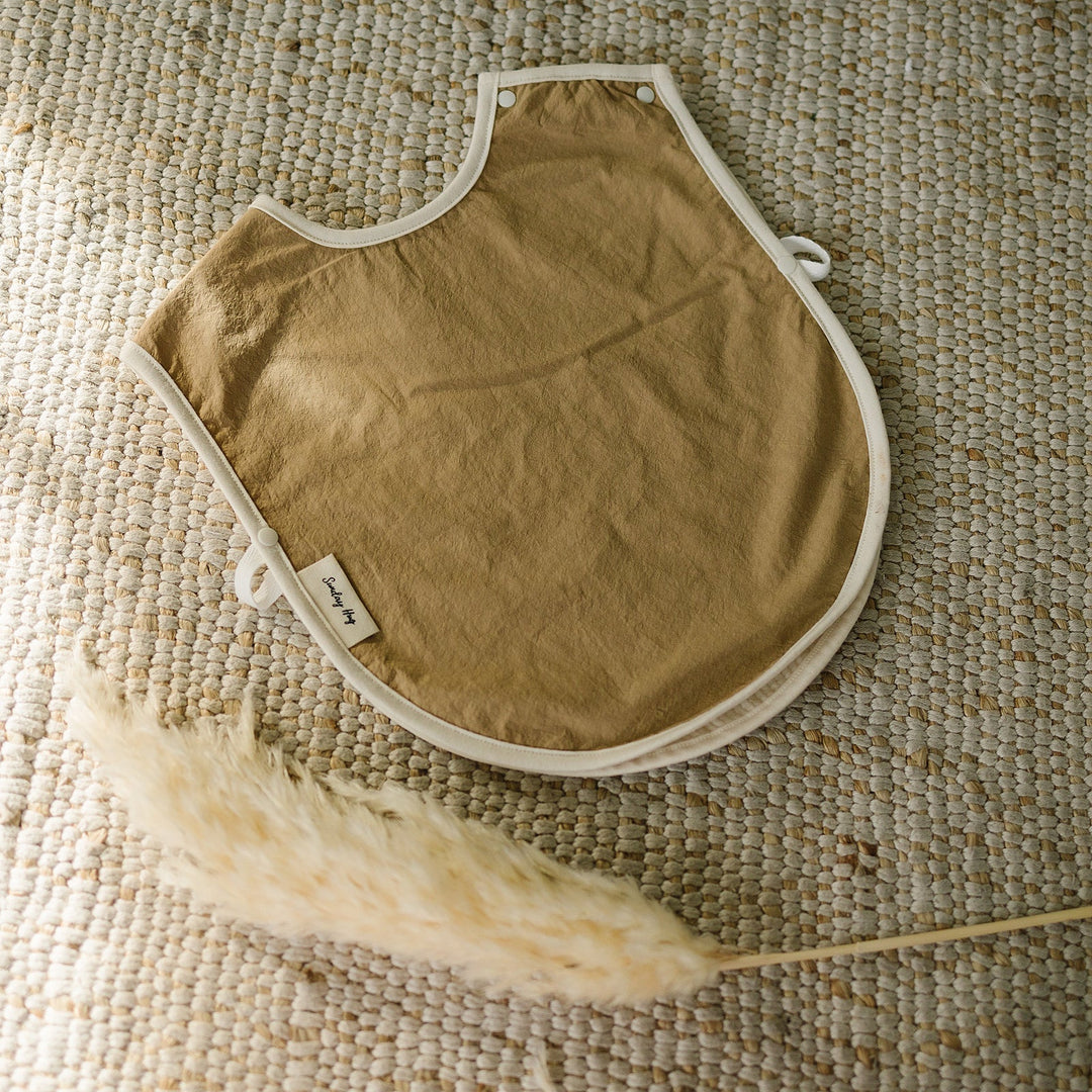 Baby Bib - Small / Large - Sunday Hug - Cotton - Earth Brown - Baby Essentials - For Drools and Food Spills