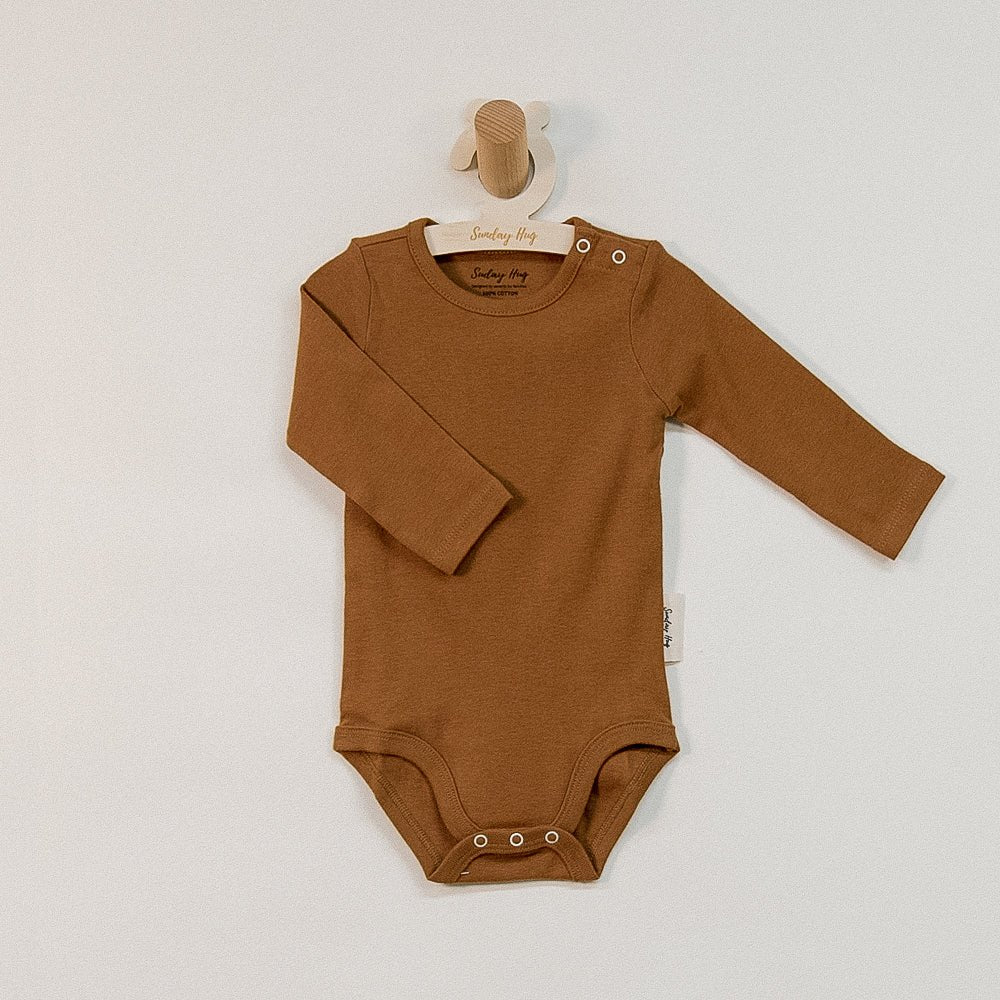Baby Bodysuit - Long Sleeves (Cotton) - Sunday Hug - Sunday Hug - Earth Brown - S (3M)
