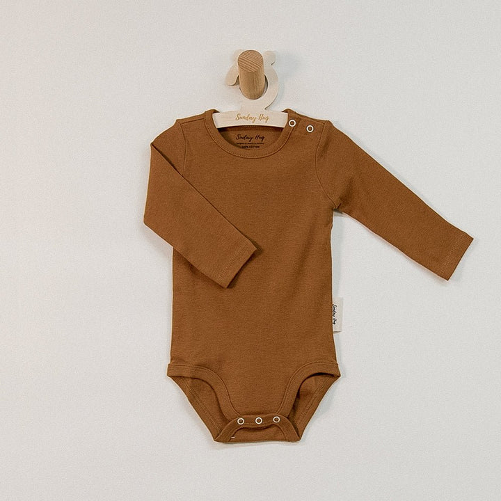 Baby Bodysuit - Long Sleeves (Cotton) - Sunday Hug - Sunday Hug - Earth Brown - S (3M)