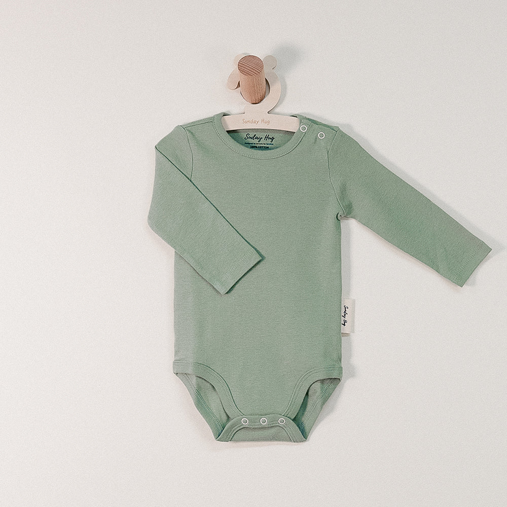 Baby Bodysuit - Long Sleeves (Cotton) - Sunday Hug - Sunday Hug - Jade Green - S (3M)
