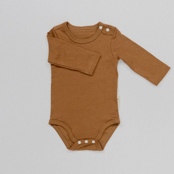 Baby Bodysuit - Long Sleeves (Double Bamboo) - Sunday Hug - Sunday Hug - S (3M) - Earth Brown - Baby Essentials -