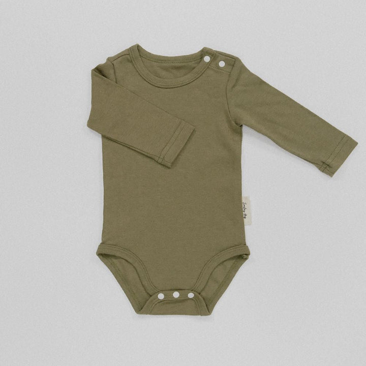 Baby Bodysuit - Long Sleeves (Double Bamboo) - Sunday Hug - Sunday Hug - S (3M) - Olive Green - Baby Essentials -