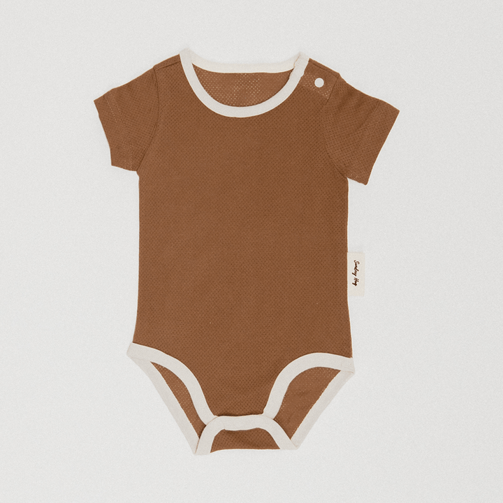 Baby Bodysuit - Short Sleeves (Mesh) - Sunday Hug - Sunday Hug - Earth Brown - Mesh - S (3M) - Baby Essentials - Breathable