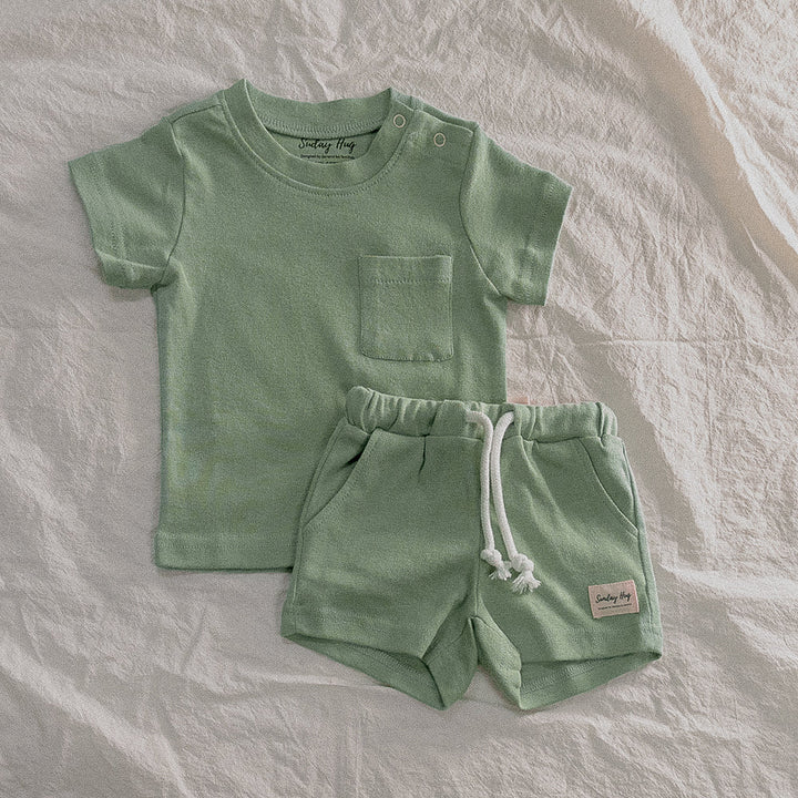 Baby Top & Shorts Set - Sunday Hug - Sunday Hug - Cotton - Jade Green - Baby Essentials - Safe For Babies Sensitive Skin