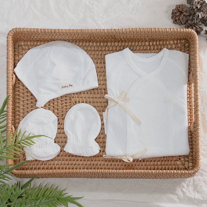 Infant Outfit Set - Sunday Hug - Sunday Hug - Pure White Baby Essentials - Safe For Babies Sensitive Skin